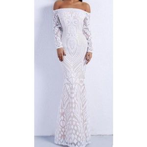 White Boho Sequined Dress